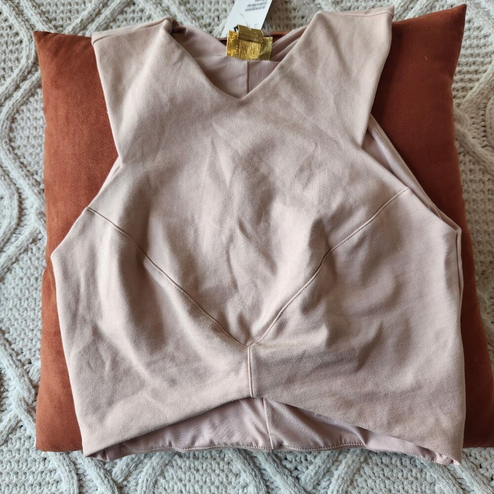 NWT H&M Taupe V Cut Crop Top Size 8